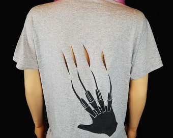Freddy Krueger Inspired Slashed and Painted T Shirt / Freddy Krueger Shirt / Creepy Cute Clothes / Slasher Shirts / Scream Queens Tshirt