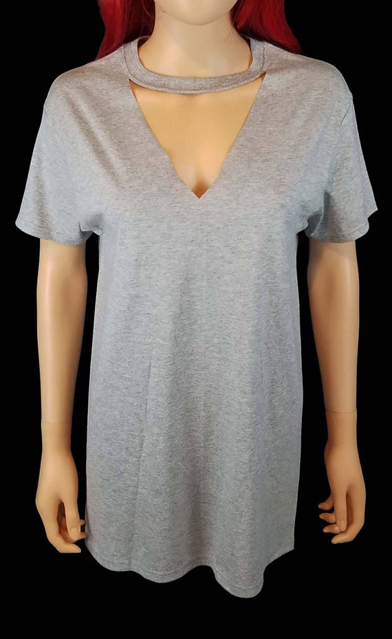cutout v neck t shirt