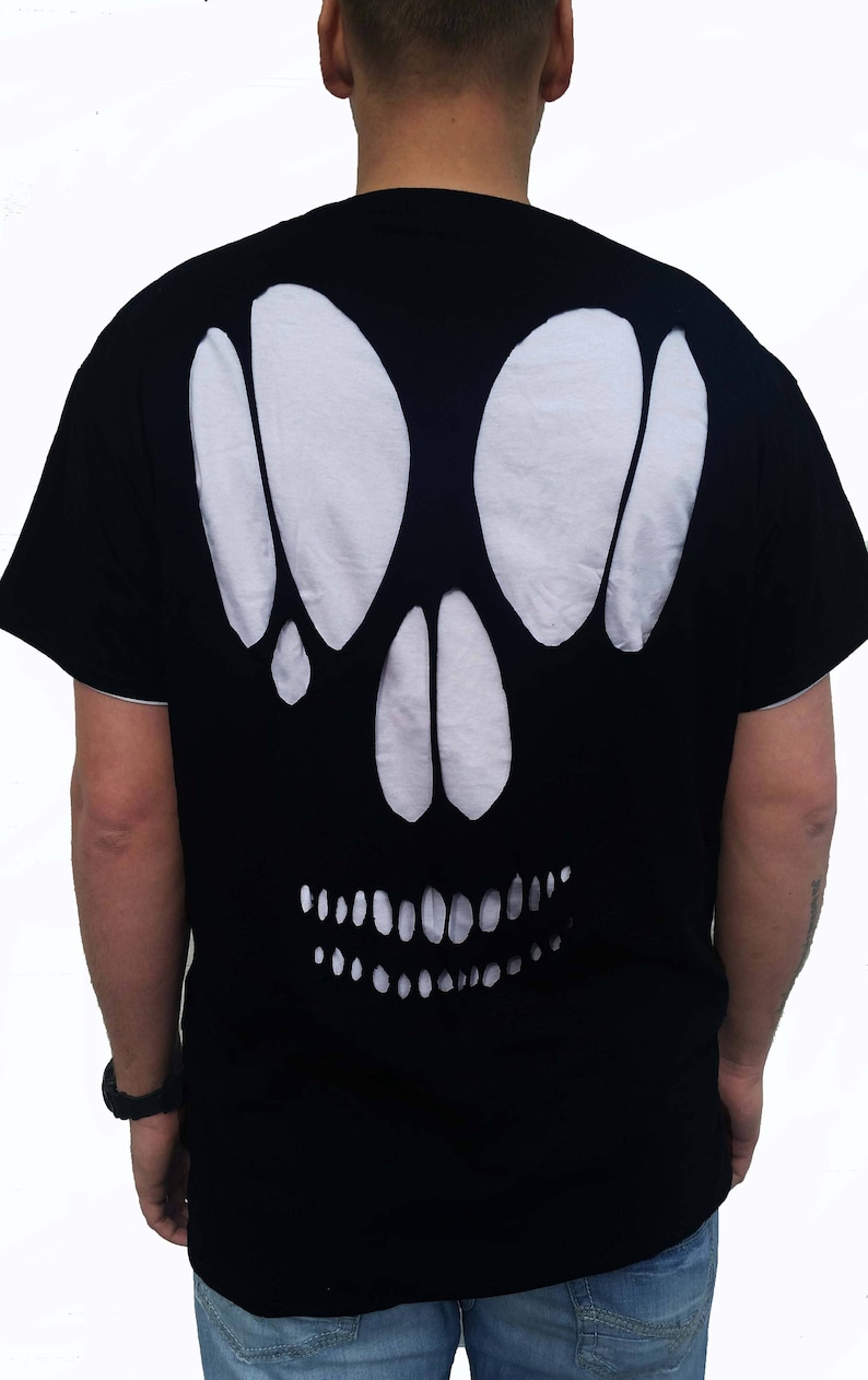 Skull Cut Out T Shirt / Halloween Ripped Skull Tee Etsy