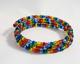 Rainbow Bracelet / Pride Rainbow Memory Wire Bracelet / Multi Color Wrap Bracelet / Cute Pride Aesthetic Bracelet / Rainbow Wrap Bracelet