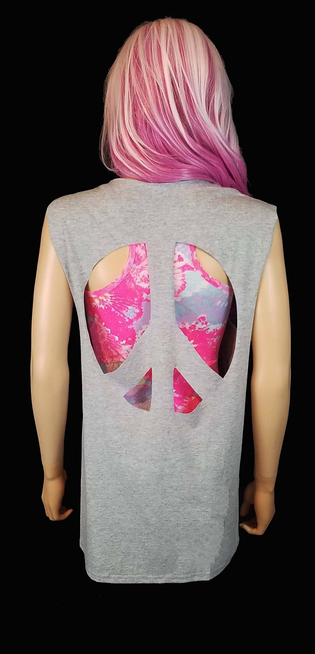 Peace Sign Cutout Tank Top / Hippie Tank Top / Ripped Shirts / Cut Out ...