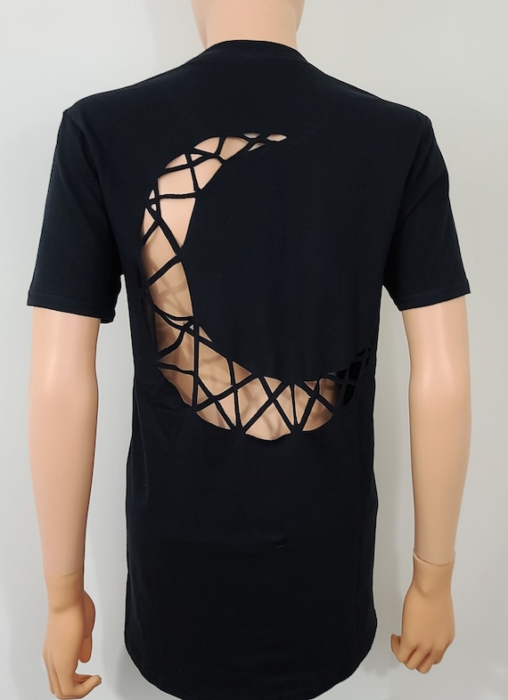 Geometric Moon Cut Out T Shirt / Cutout Moon Shirt / Polygon Moon