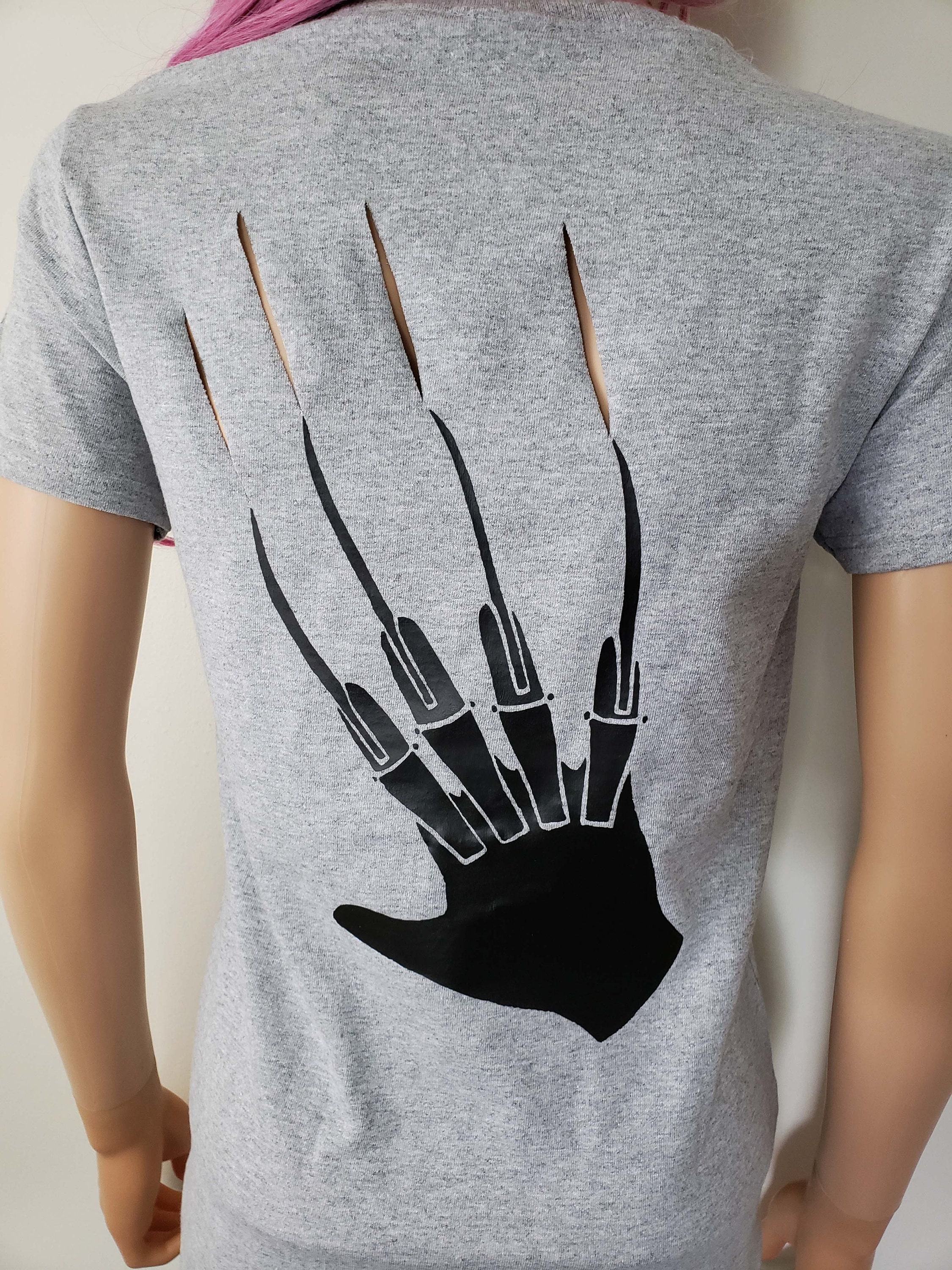 Freddy Krueger Inspired Shirt, Slashed Freddy Tee, Freddy Glove