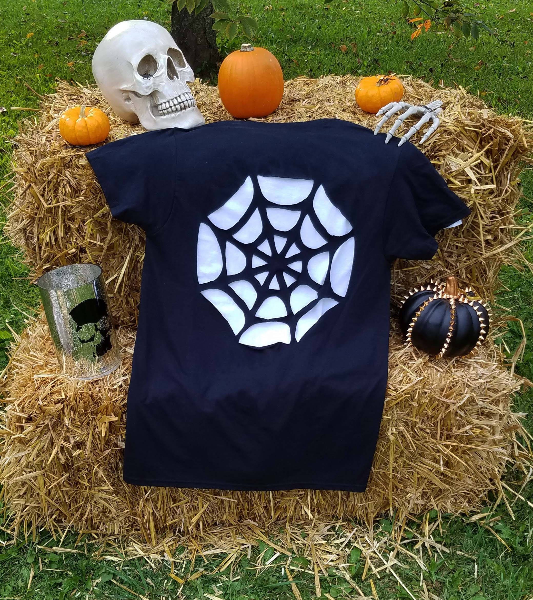 Spiderweb Cut Out T Shirt / Halloween Spider Web Cutout Tee