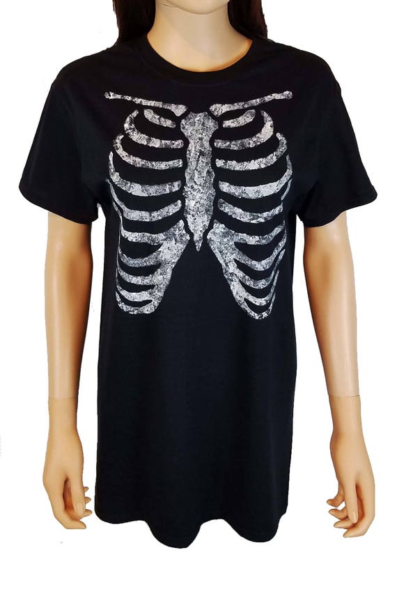 Distressed Rib Cage Hand-painted T Shirt / Halloween Ribcage | Etsy