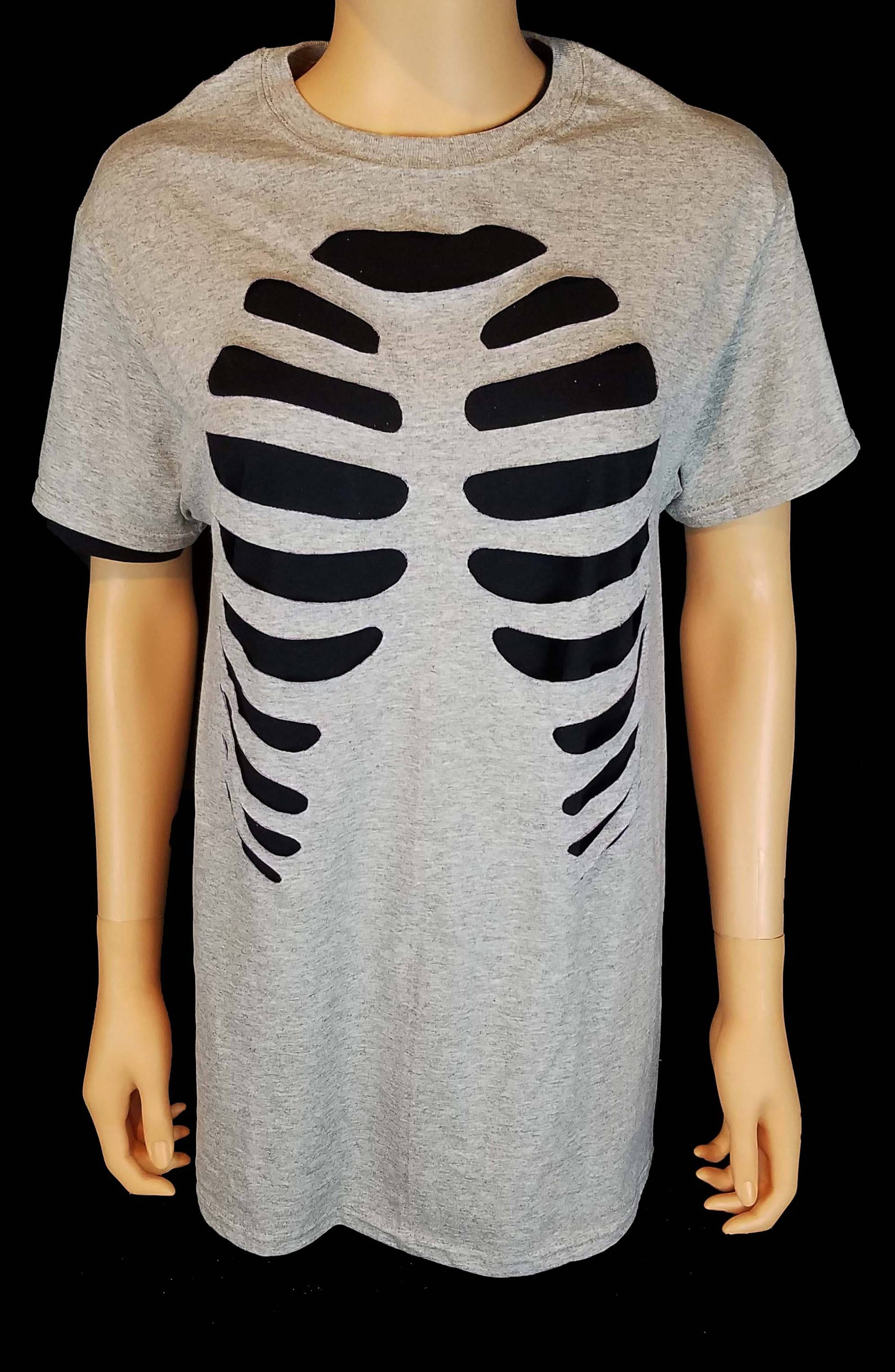 skeleton cut out shirt