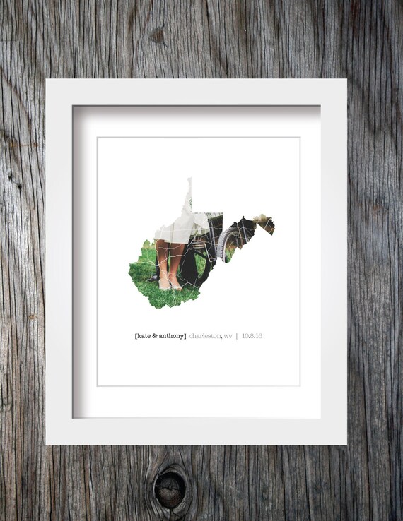 West Virginia Wedding Gift Anniversary Gift Wall Art Custom Etsy