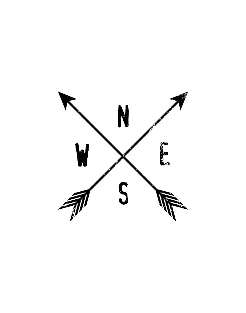 Compass Arrows Compass Print Arrow Print Black and White - Etsy