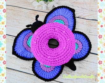 CROCHET PATTERN Doughnut Buddy Butterfly PDF Pattern baby rattle toy, instant downloadable pattern