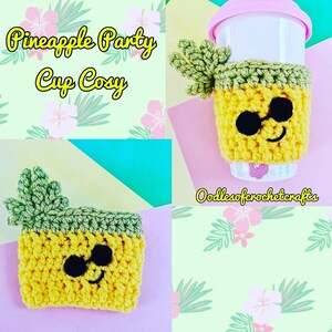 CROCHET PATTERN Pineapple Party Cup Cosy PDF Crochet Pattern with instant download image 1