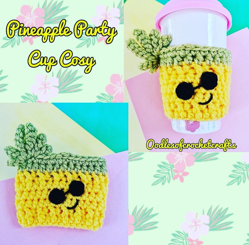 CROCHET PATTERN Pineapple Party Cup Cosy PDF Crochet Pattern with instant download image 1