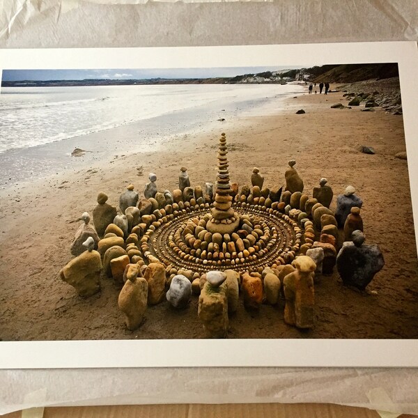 Stone Mandala - Filey Beach, Yorkshire A2 (420 x 594ml) Giclee Print