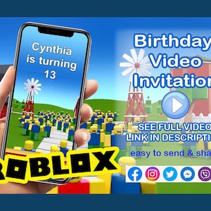 Roblox Video Birthday Invitation