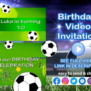 Soccer Birthday Video Invitation - Horizontal video invitation - Football Video Invitation