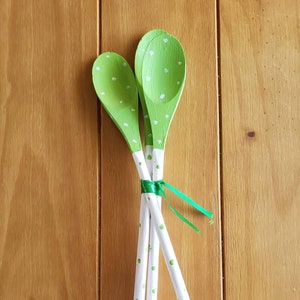 Set of 3 Green Polka Dot Spoons