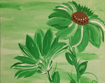 Green Flower Canvas