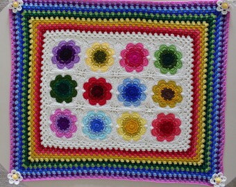 Crochet Baby Blanket, Rainbow Knitted throw blanket