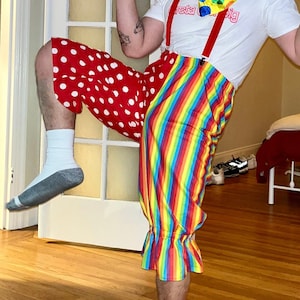Unisex Costume PANT + SHORTS Clown Carnival festival Parade Circus LGBTQ- for adult children black white red- plus size men/ women Gay Pride