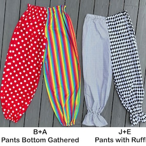 Create Your Own Costume Pants French Clown Pierrot for adult children baby black white red- plus size men/ women circus festival carnival