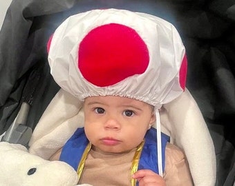 HAT ONLY all colors for Toad + Toadette Super Mario Costume-  SEWN cap- light + comfortable for baby child adult- no Hot Glue + no cardboard