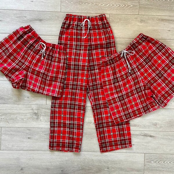 Red Pajama Shorts Etsy