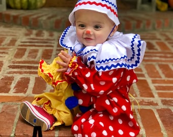 Clown costume professional handmade adult women men girl baby boy family vintage Halloween Circus theme birthday first birthday party third