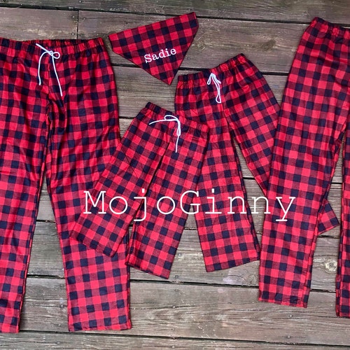 Handmade Pajamas Nightgown in Red Black 