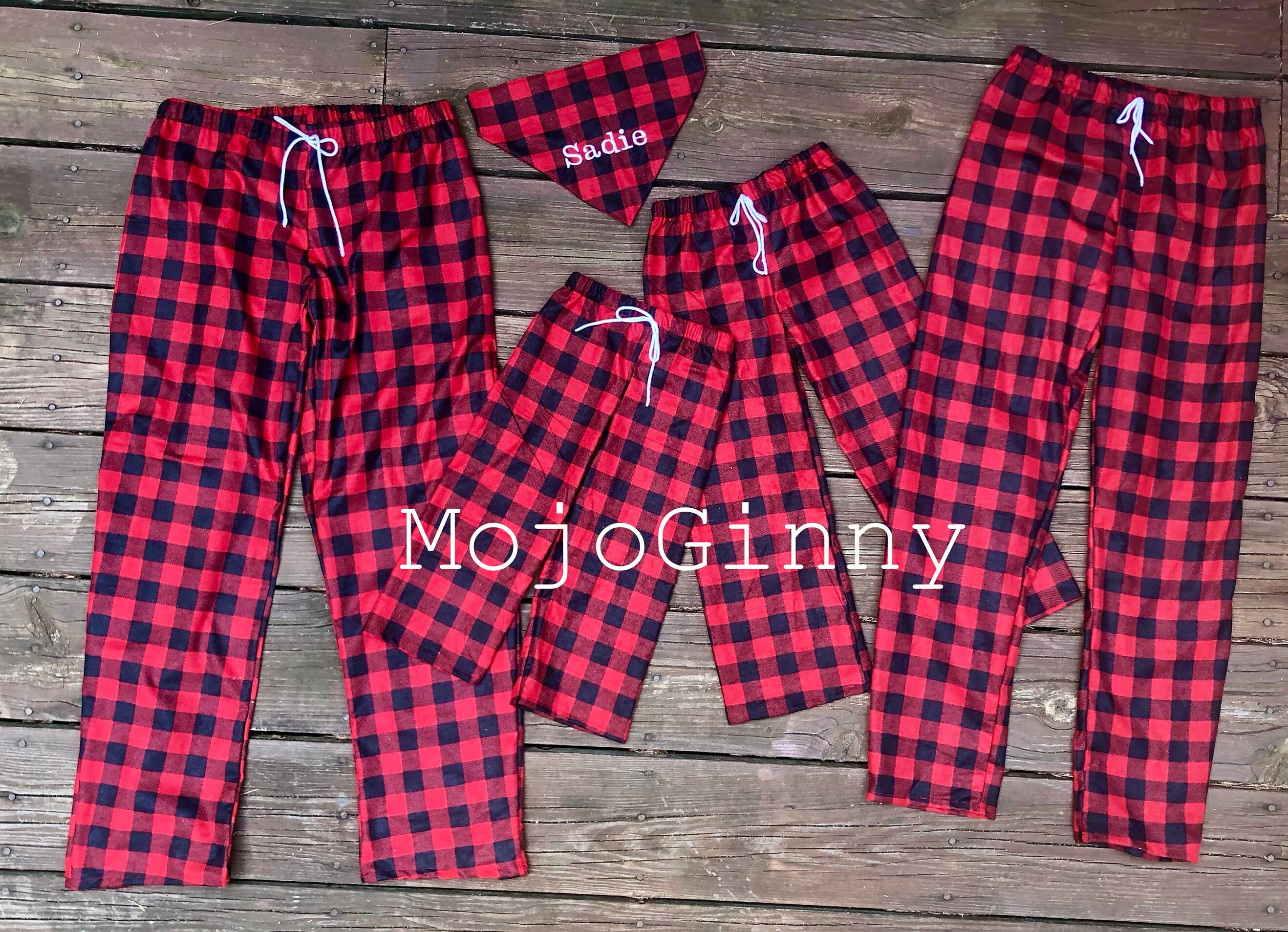 Handmade Pajamas Nightgown in Red Black 