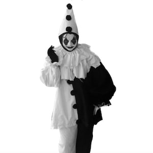 French Clown costume professionally handmade vintage Pierrot, Terrifier, adult women men girl boy family Halloween Circus birthday party