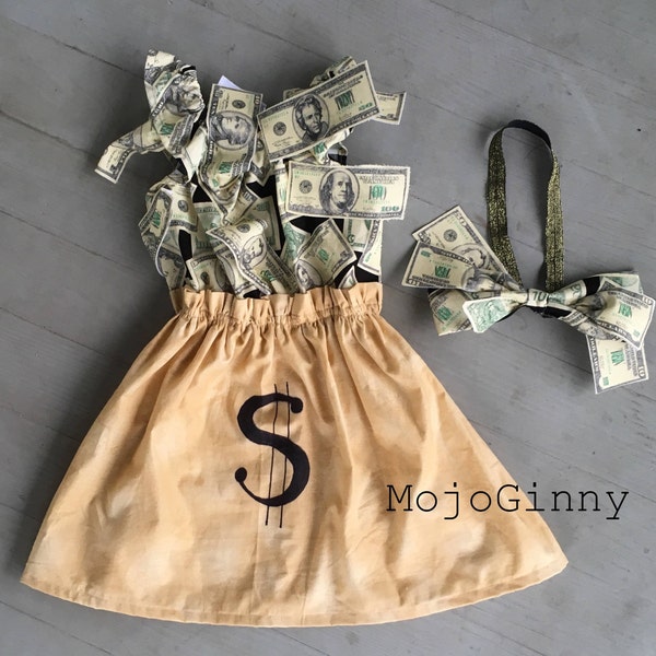 Money Bag tycoon Halloween costume for baby child girl boy women- cosplay cash bank teller wealthy Wall Street financial advisor investor