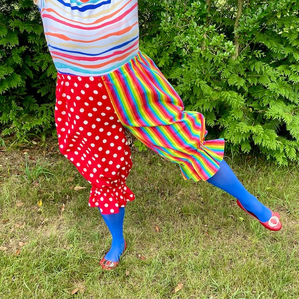 Amusant pantalons shorts bloomers culotte pour adultes, femmes, enfants, grandes tailles - costume de bébé clown festival du cirque thème carnaval fête d'anniversaire