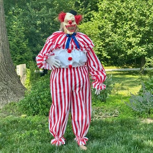 Clown in a Cornfield Frendo Costume for adults and children- mask, hat, gloves and everything pictured is included.