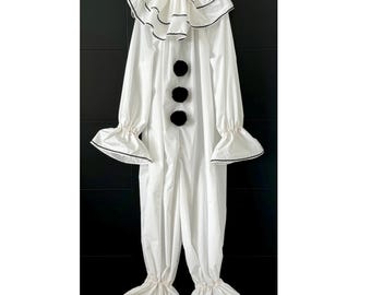 Clown costume Pierre vintage classic French white black Clown- adult women men girl baby boy family Halloween Circus theme child birthday