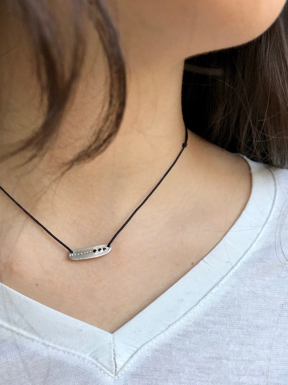 Adjustable Black Cord Necklace, Silver Disk Necklace, Organic Shaped Silver  Necklace, Pure Silver Necklace, Eco Friendly Jewelry - Etsy