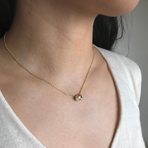 Handmade 18k gold plated pure silver nugget necklace, Organic shaped silver necklace, Black & champagne CZ gemstone necklace