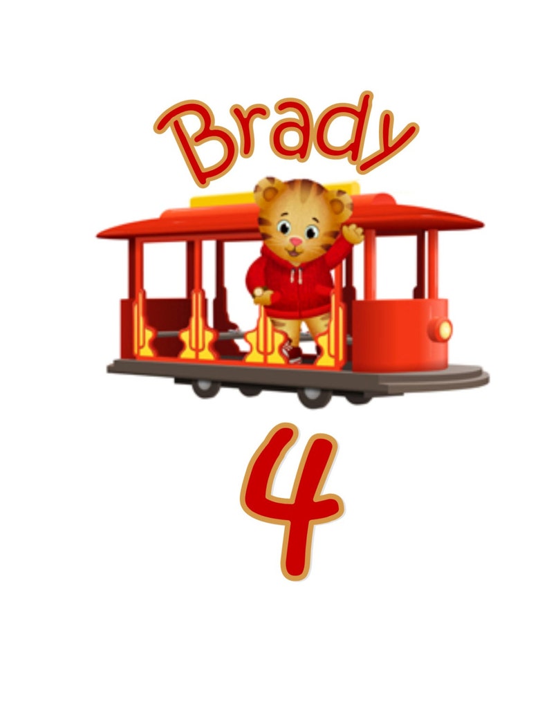 Daniel Tiger Birthday Personalized Iron On Transfer 5x5/" LIGHT Colored Fabrics