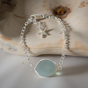 Sea Glass Silver  Bracelets, sea glass silver charm bracelet