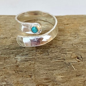 Wrap Silver Ring, Silver Wrap Ring with Turquoise, Adjustable silver rings, Turquoise Silver Ring