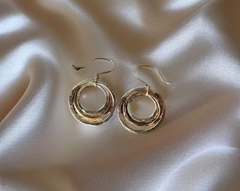 Silver and Copper Hoop Earrings, hoop  earrings, hoop drop earrings