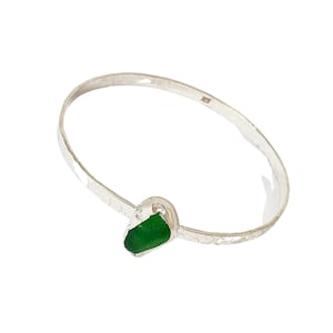 Sterling Silber Seeglas Armreifen, Seeglas Silber Armreifen