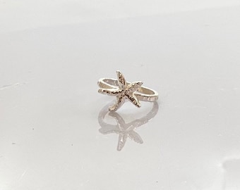 Handmade Sterling Silver Starfish Ring: Boho Beach Jewelry