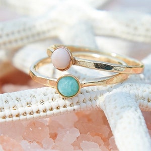 Dainty Gold Filled Birthstone Ring: Handmade Stackable Gemstone Ring