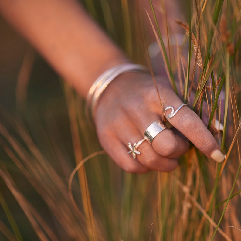 Sterling Silver Wide Band Ring. Textured Statement Ring image 2