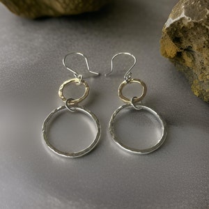 Silver And Gold Hoop Eparrings, Silver And Gold Earrings