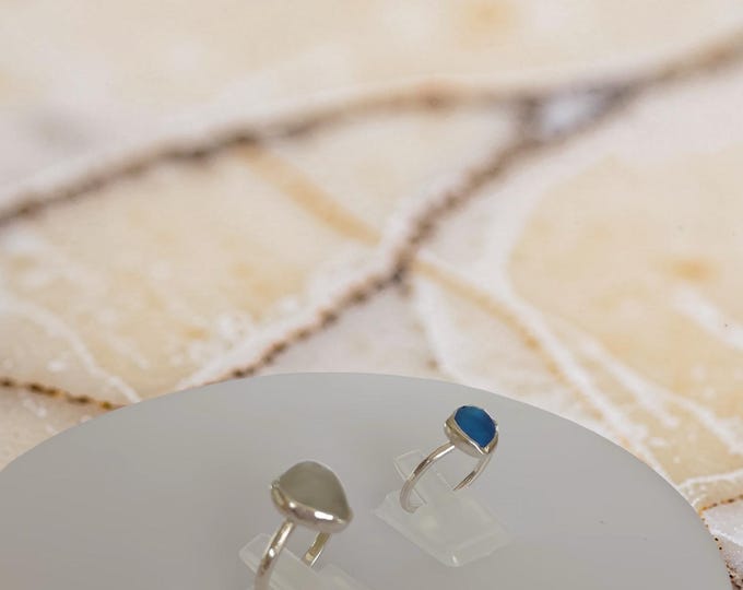 Handmade Sea Glass Ring: Recycled Sterling Silver Bezel