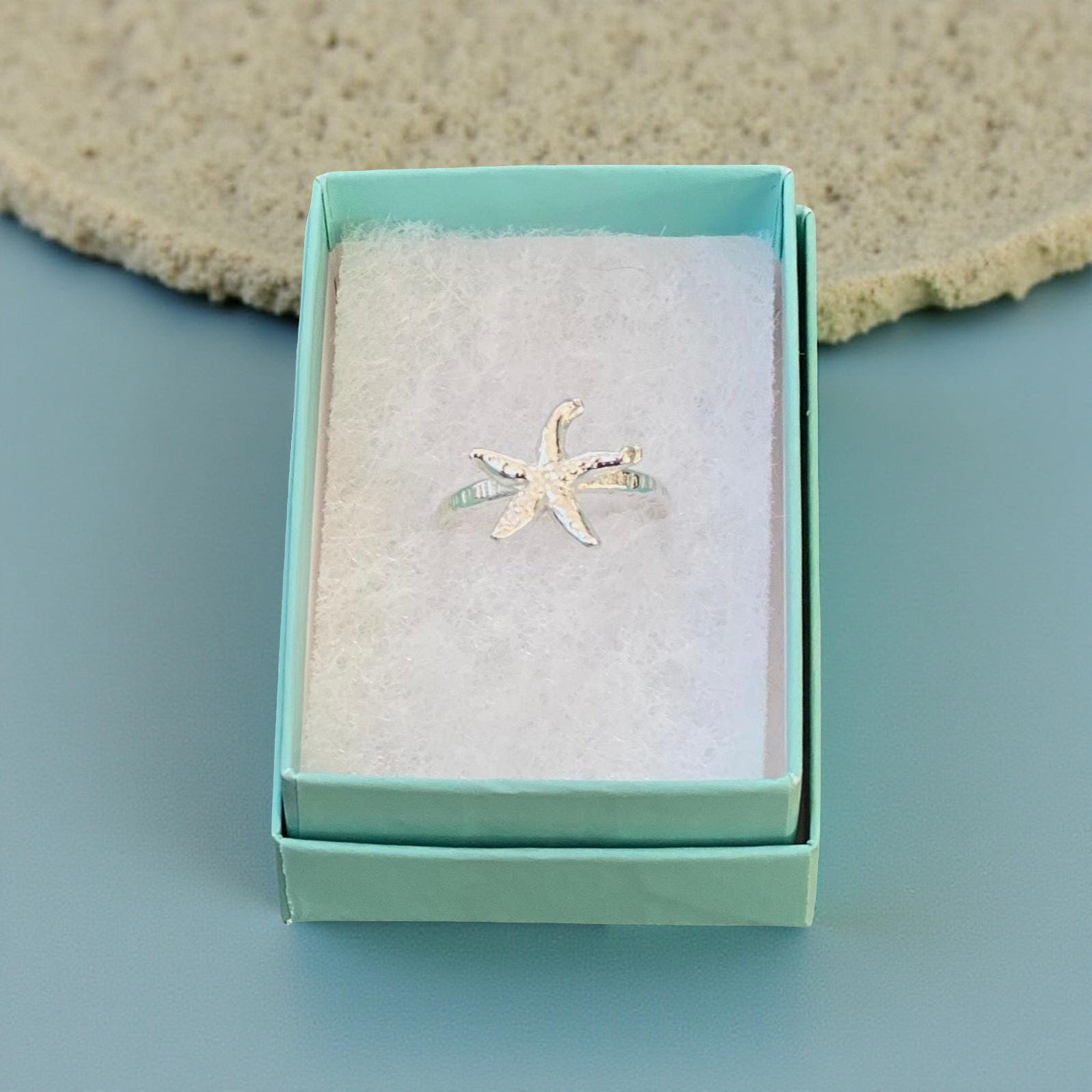 Starfish Silver Ring, Sterling Silver Starfish Ring - Etsy