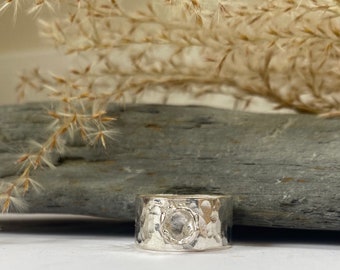 Organic silver ring, organic flower silver ring, silver statement ring