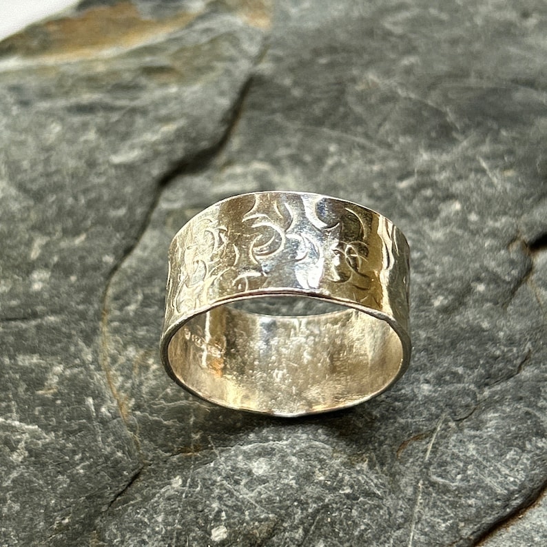 Sterling Silver Wide Band Ring. Textured Statement Ring image 4