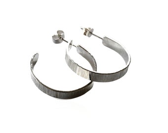Silver Hoop Earrings, Sterling Silver Hoops, Everyday Jewellery, Minimalist, Modern