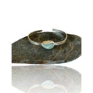 Silber Seeglas Armreif, Silber Seeglas Armreif